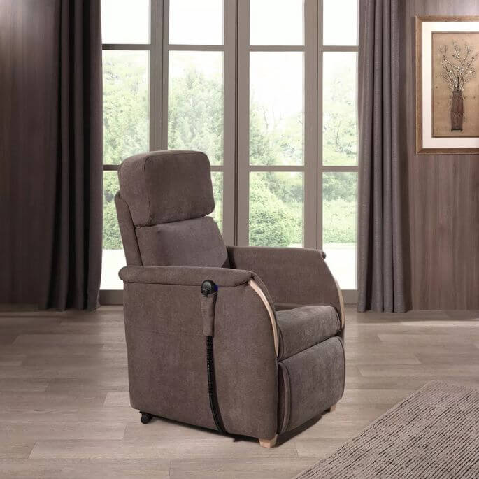 Fauteuil releveur de relaxation largeur 48 cm en tissu chocolat